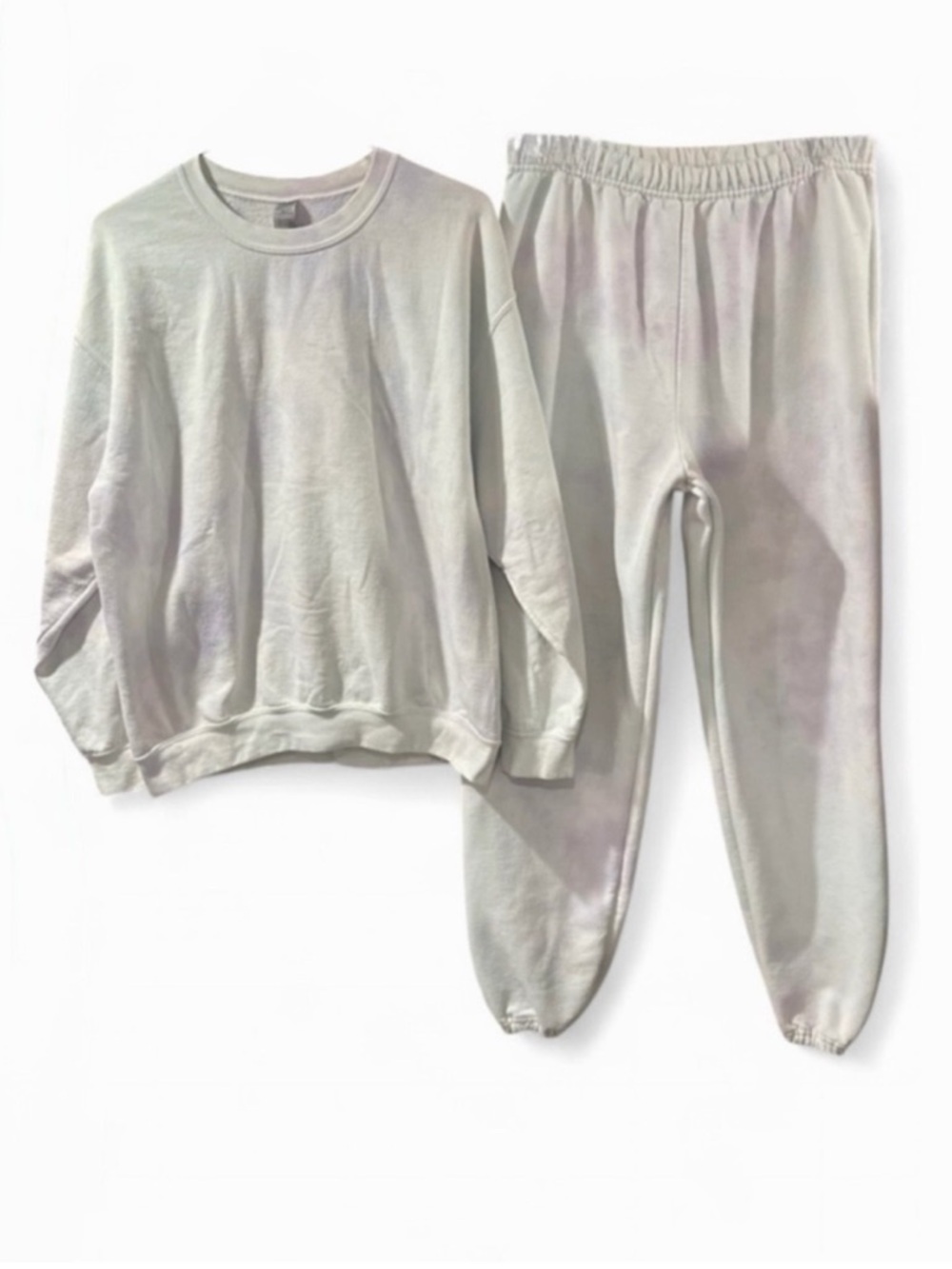Unisex White Marble Tie-Dye Hoodie/Jogger Set Size Large